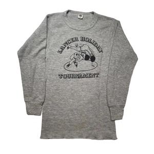 Vintage Hanes Thermal Lancer Holiday Wrestling Tournament Shirt Gray‎ Large